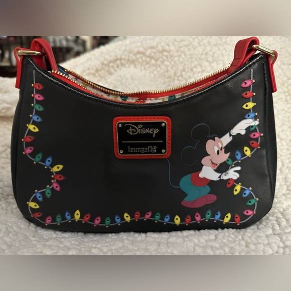 Loungefly Mickey Mouse & Friends Holiday Lights Crossbody & Wallet - LIGHTS UP! - Picture 4 of 11